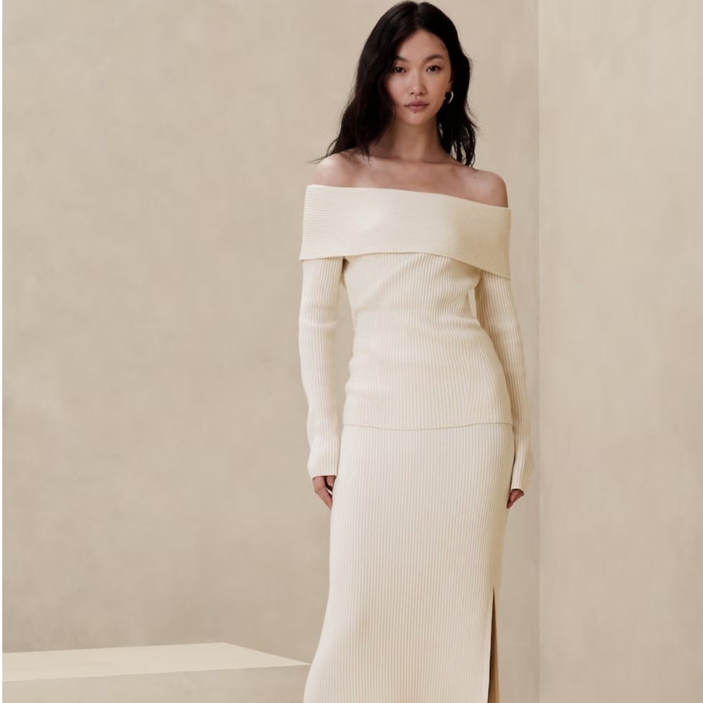 Off-Shoulder Cream Sweater